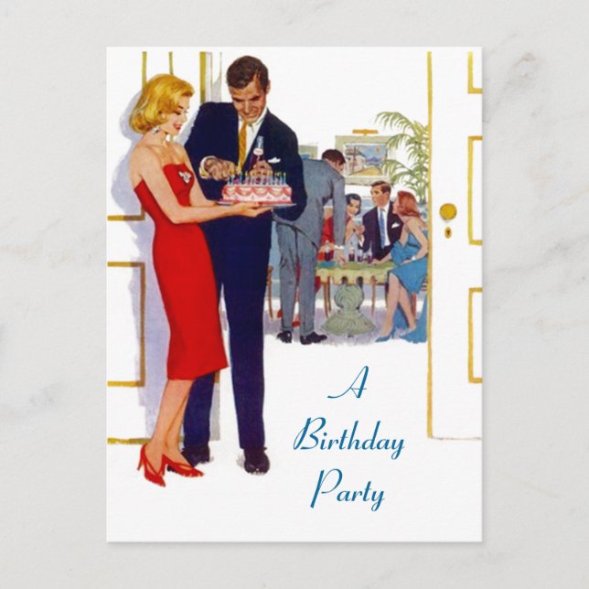 Carte Postale Retro Stylish Anniversaire Invitatio (Devant)