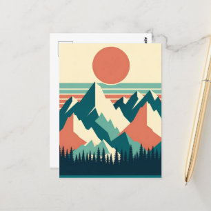 Carte postale Retro Sunset Mountain Peaks