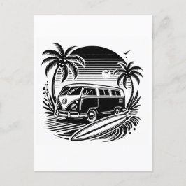 Carte postale Retro Surf Van & Palm Trees