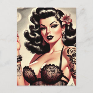 Carte Postale Retro Tatto Goth Girl