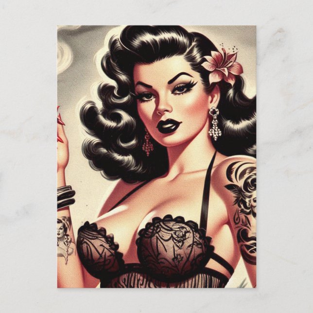 Carte Postale Retro Tatto Goth Girl (Devant)