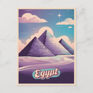 Carte Postale Retro Travel 80s Synthwave Ancienne Égypte Pyramid