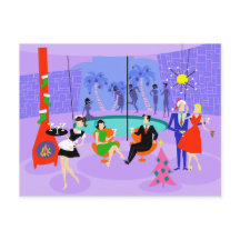 Carte postale Retro Tropical Christmas Party
