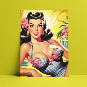 Carte Postale Retro Tropical Summer Pin up