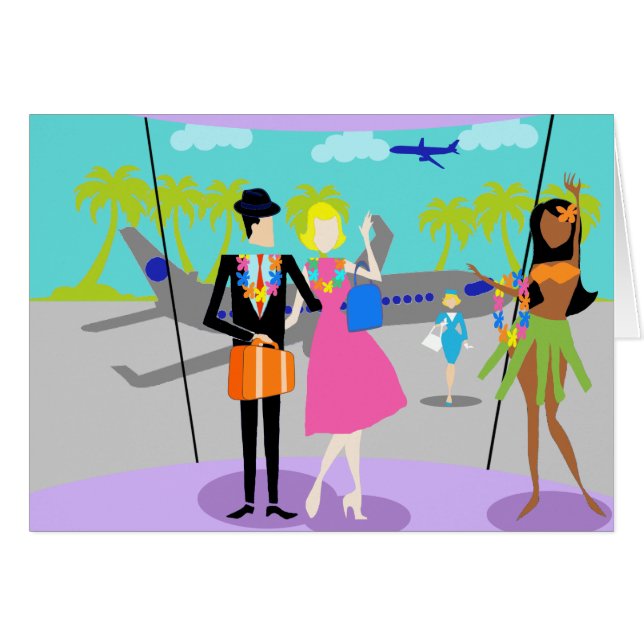 Carte postale Retro Tropical Vacances (Devant horizontal)