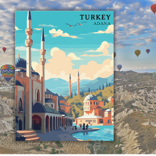 Carte Postale Retro Turquie Adana Watercolor Travel