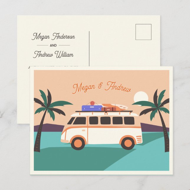 Carte Postale Retro van mariage (Devant / Derrière)
