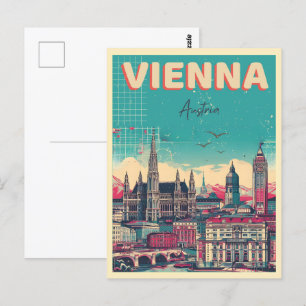 Carte Postale Retro Vienna City Autriche cadeaux skyline