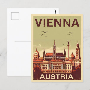 Carte Postale Retro Vienna City Autriche cadeaux skyline