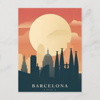 Retro vintage Barcelone Espagne Travel Art