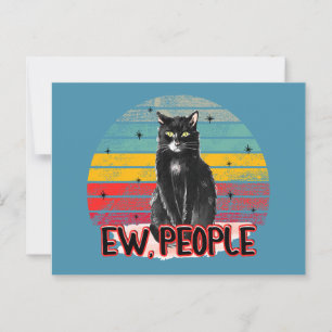 Carte Postale Retro Vintage Chat Noir Ew