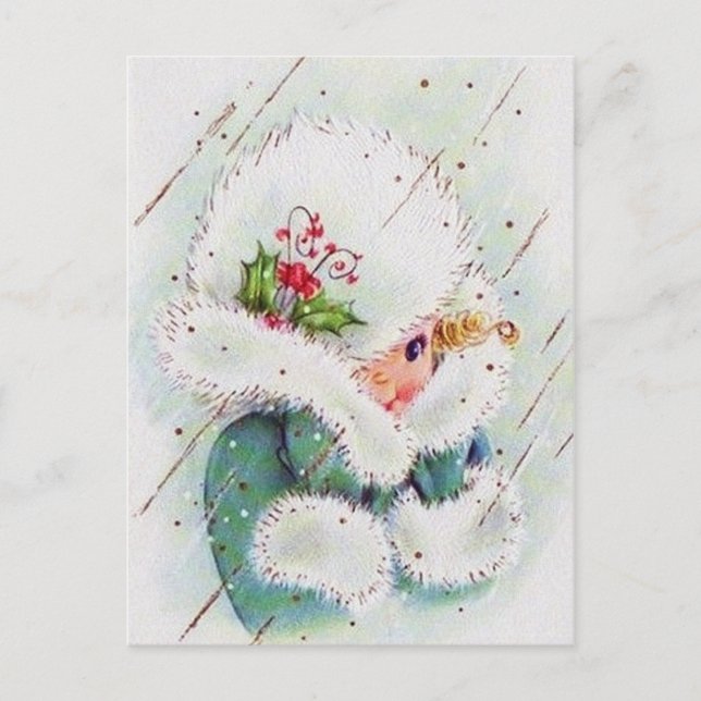 Carte postale Retro vintage Christmas lady (Devant)