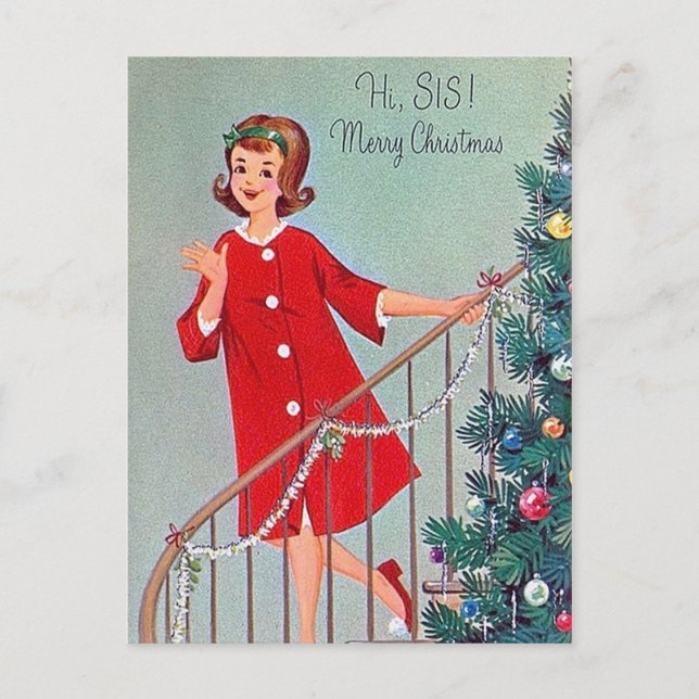 Carte postale Retro vintage Christmas Sister (Devant)