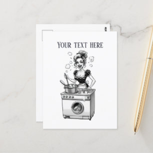 Carte Postale retro vintage dame ajouter du texte