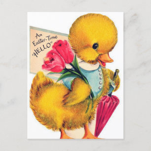 Carte postale rétro vintage de Pâques canard de va