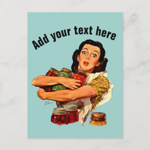 Carte postale retro vintage fille Bien sûr que je