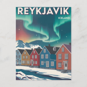 Carte postale rétro vintage Reykjavik Islande
