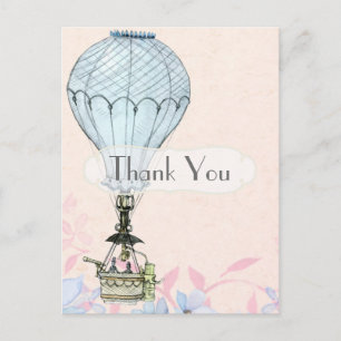 Carte Postale Retro Vintage Steampunk Hot Air Balloon Merci