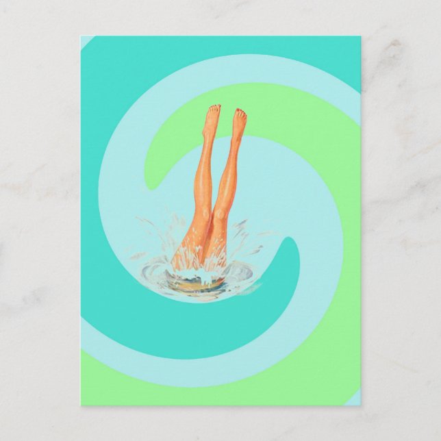 Carte postale Retro Vintage Surf Seafoam Waves Div (Devant)