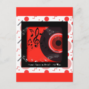 Carte Postale Retro Vinyl Record Music Sonne Mieux Avec Vous