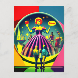 Carte Postale Retro Visite du musée du cirque Pop Art