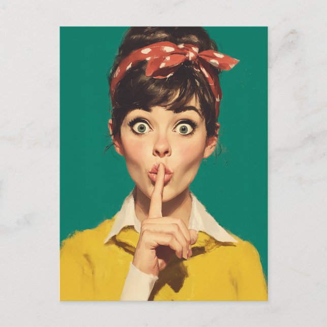 Carte Postale Retro Woman Making a Shush (Devant)