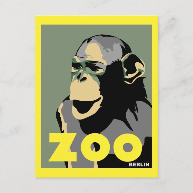 Carte Postale Retro Zoo Berlin singe publicité voyage (Devant)