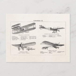 Carte Postale Rétros vieux avions d'antiquité de biplan d'avion