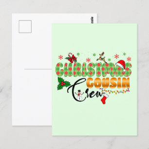 Carte Postale Retrouvailles familiales de Noël Cousin Crew