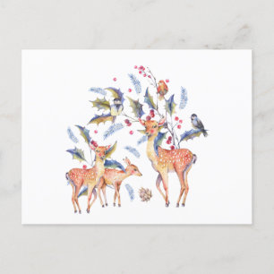 Carte Postale Réunion de la famille des Cerfs mignons dans la na