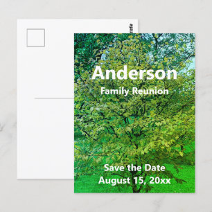 Carte Postale Réunion en famille (Arbre) Vert et blanc Enregistr