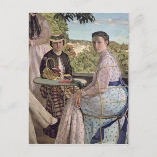 Carte Postale Réunion familiale, détail de deux femmes, 1867