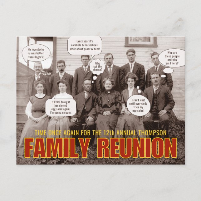 Carte Postale Réunion familiale | Vieux temps amusant (Devant)