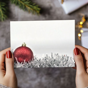 Carte Postale Rêve rouge ornement de Noël et amatrice d'argent