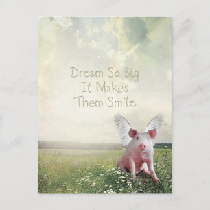 Carte Postale Rêve si grand qu'il les fait sourire Cochon Volant