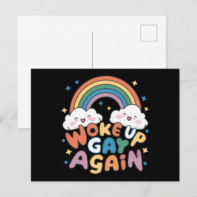 Carte Postale Réveillé Gay de nouveau LGBT Pride Mois Super (Devant / Derrière)