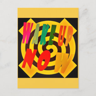 CARTE POSTALE RÉVEILLEZ-VOUS MAINTENANT DESIGN COULEUR SABLE AVE