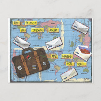 Carte Postale Rêver du voyage - illustration de médias mélangés