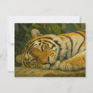 Carte Postale Reverie forestière - Tigre de repos dans la lumièr