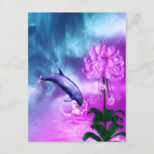 Carte Postale Rêves de dauphins en fleurs