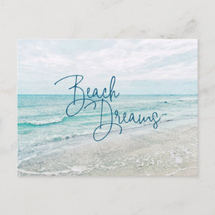 Carte Postale Rêves de plage Citation Inspirante Rétro Vagues de