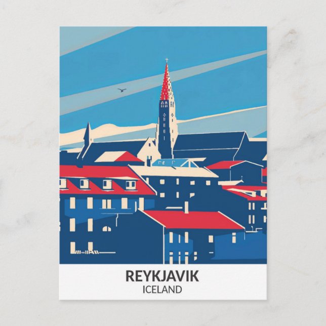 Carte Postale Reykjavik Islande Retro Artefacts Travel (Devant)