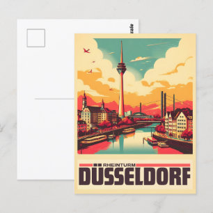 Carte Postale Rhin Tower Dusseldorf Rheinturm cadeau allemand