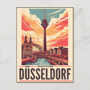 Carte Postale Rhin Tower Dusseldorf Rheinturm cadeau allemand