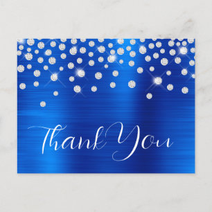 Carte Postale Rhinestones Royal Blue 60e anniversaire Merci