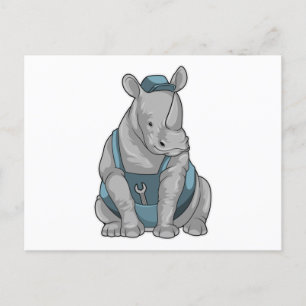 Carte Postale Rhino as Craftsman et Wrench
