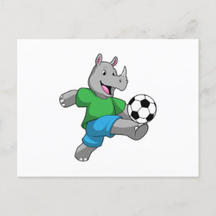 Carte Postale Rhino comme joueur de football avec Soccer