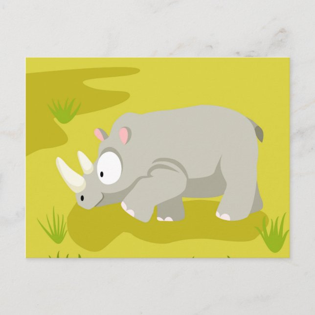Carte Postale Rhino de ma série d'animaux du monde (Devant)