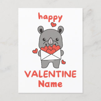 Carte Postale Rhino mignon Heureuse Sainte-Valentin
