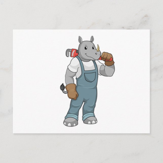 Carte Postale Rhinocéros bricoleur avec une pince multiprise (Devant)